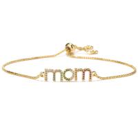 Brass Bracelet 18K gold plated Adjustable & Mother Day Jewelry & for woman 3mm Length Approx 8 Inch Sold By PC