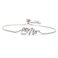 laiton bracelet, Placage, Réglable & Bijoux Fête des Mères & pavé de micro zircon & pour femme, plus de couleurs à choisir, 20x10mm, Longueur:Environ 8 pouce, Vendu par PC