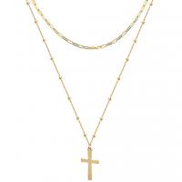 Stainless Steel Jewelry Necklace Cross plated Double Layer & Unisex & enamel Length Approx 17.72 Inch Sold By PC