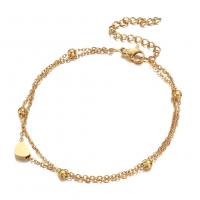 Stainless Steel Anklet, with 1.98inch extender chain, Heart, plated, for woman, more colors for choice, Length:Approx 9.84 Inch, Sold By PC