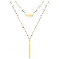 Mode-Multi-Layer-Halskette, Edelstahl, plattiert, Doppelschicht & für Frau, keine, Länge:ca. 21.65 ZollInch, verkauft von PC