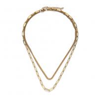 Stainless Steel Chain Necklace, plated, Double Layer & for woman, more colors for choice, Length:Approx 15.74 Inch, Sold By PC
