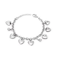 Bijoux bracelet en acier inoxydable, coeur, pour femme, couleur originale, Longueur:9.06 pouce, Vendu par PC