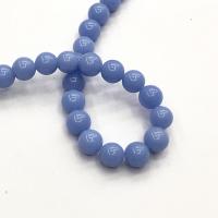 Nachtlicht+Stein Perle, rund, poliert, DIY, blau, 8mm, verkauft per 38 cm Strang