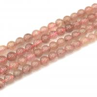 Prirodni kvarc nakit Beads, jagoda kvarc, Krug, uglađen, možete DIY, roze, Prodano Per 38 cm Strand