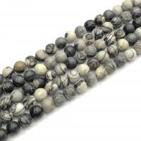 Black Silk Stone Kraal, Ronde, gepolijst, DIY, zwart, Per verkocht 38 cm Strand