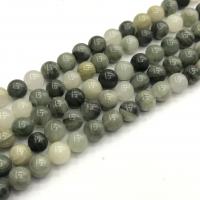 Grüner Grasstein Perle, rund, poliert, DIY, grün, verkauft per 38 cm Strang