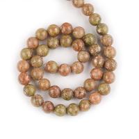 Natural Unakite Beads, Round, polished, DIY, mixed colors, Sold Per 38 cm Strand