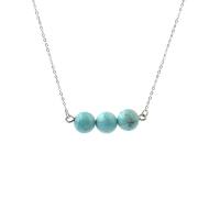 Collier turquoise de mode, alliage de zinc, avec turquoise & perle, unisexe, plus de couleurs à choisir, 8mm, Longueur:43.5 cm, Vendu par PC