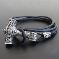 Leather Cord Bracelet Zinc Alloy with Cowhide plated vintage & Unisex & anti-fatigue Length 17 Inch Sold By PC
