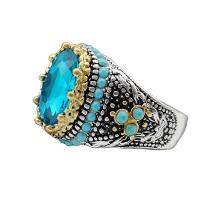 Turquoise Finger Ring, Tibetan Style, with Sapphire & turquoise, plated, fashion jewelry & different size for choice & for woman, blue, Sold By PC