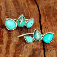 Turquoise Earring, Tibetan Style, with turquoise, plated, fashion jewelry & for woman, 19x9mm, Sold By Pair