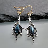 Tibetan Style Drop Earrings, with Artificial Opal, plated, fashion jewelry & for woman, Sold By Pair