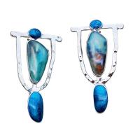 Gemstone øreringe, Zinc Alloy, med Natursten, forgyldt, mode smykker & for kvinde, flere farver til valg, Solgt af par
