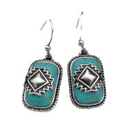 Turquoise Earring, Tibetan Style, with turquoise, plated, fashion jewelry & for woman, 40x16mm, Sold By Pair