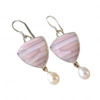 Zinc Alloy Drop Earrings with Artificial Opal & Plastic Pearl plated fashion jewelry & for woman Sold By Pair
