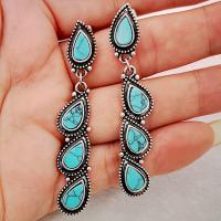 Turquoise Earring, Tibetan Style, with turquoise, plated, fashion jewelry & for woman, Sold By Pair