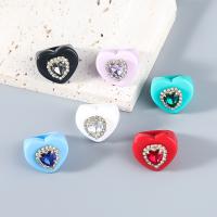 Resin Finger Ring, with acrylic rhinestone, fashion jewelry & for woman, more colors for choice, Sold By PC