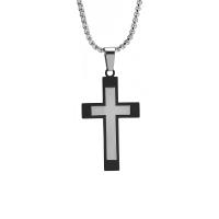 Titanstahl Halskette, Kreuz, plattiert, Kastenkette & für den Menschen, keine, 25.50x45.50mm, Länge ca. 23.62 ZollInch, verkauft von PC