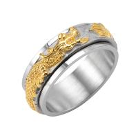 Rustfrit stål Mænd Finger Ring, Stainless Steel, forgyldt, forskellig størrelse for valg & for mennesket, flere farver til valg, 8mm, Solgt af PC