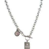 Titanstahl Halskette, Geometrisches Muster, plattiert, Rundgliederkette & für Frau, keine, 20x15mm, Länge:ca. 45 cm, verkauft von PC