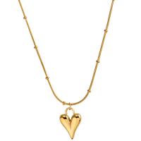 Titanstahl Halskette, mit Verlängerungskettchen von 5cm, Herz, goldfarben plattiert, Schlangekette & für Frau, goldfarben, 14x14mm, Länge:ca. 41 cm, verkauft von PC