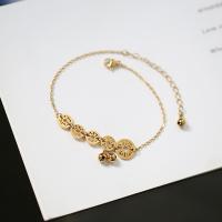 Fashion Jewelry Anklet, Acier titane, avec 5.5cm chaînes de rallonge, Placage de couleur d'or, chaîne ovale & pour femme, doré, 47x15mm, Longueur Environ 19.5 cm, Vendu par PC
