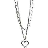 Titanium Steel Necklace Heart silver color plated Unisex & oval chain silver color Length Approx 46 cm Sold By PC