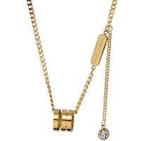 Titanstahl Halskette, mit kubischer Zirkonia, mit Verlängerungskettchen von 5cm, plattiert, Oval-Kette & für Frau, keine, 10x10mm, Länge:ca. 44 cm, verkauft von PC