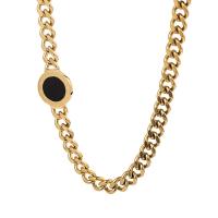 Titanstahl Halskette, mit Acryl Strass, mit Verlängerungskettchen von 5cm, goldfarben plattiert, Kandare Kette & für Frau, goldfarben, 21x21mm, Länge ca. 45 cm, verkauft von PC