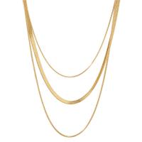 Mode-Multi-Layer-Halskette, Titanstahl, mit Verlängerungskettchen von 4.5cm, goldfarben plattiert, drei Schichten & Fischgräten-Kette & für Frau, goldfarben, Länge:ca. 454 cm, verkauft von PC