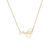 Titanstahl Halskette, mit Verlängerungskettchen von 6.5cm, Alphabet-Buchstabe, goldfarben plattiert, für Frau, goldfarben, 40x25mm, Länge:ca. 42 cm, verkauft von PC