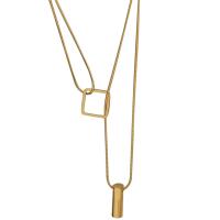 Titanstahl Halskette, mit Verlängerungskettchen von 5cm, Geometrisches Muster, plattiert, Schlangekette & für Frau, keine, 15x15mm, Länge ca. 45 cm, verkauft von PC