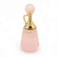Rose Quartz Privjesak bočice parfema, Calabash, možete DIY & faceted, roze, 40x16mm, Prodano By PC