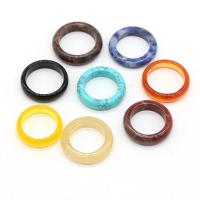 Gemstone Finger Ring, Natuursteen, uniseks, gemengde kleuren, 12pC's/box, Verkocht door box