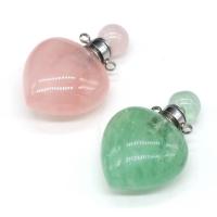 Natural Stone Perfume Bottle Pendant, Heart, DIY, more colors for choice, 24x36mm, Sold By PC