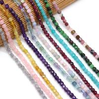 Mišrios Gemstone beads, Natūralus akmuo, Kubas, Pasidaryk pats & briaunotas, daugiau spalvų pasirinkimas, 4x4mm, Parduota už 38 cm Strand