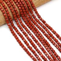 Gemstone Jewelry Beads, Red Jasper, Cube, DIY & faceted, red, 5x5mm, Sold Per 38 cm Strand