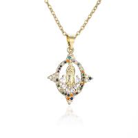 Cubic Zircon Micro Pave Brass Necklace, Virgin Mary, gold color plated, micro pave cubic zirconia & for woman & hollow, 20x26mm, Length:Approx 17.72 Inch, Sold By PC