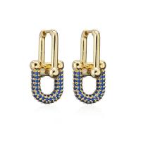 Cubic Zirconia Micro Pave Brass Earring 18K gold plated Adjustable & micro pave cubic zirconia & for woman Sold By Pair
