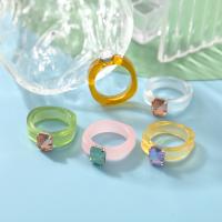 Resin Finger Ring, fashion jewelry & for woman & with rhinestone, more colors for choice, 26mm, Sold By PC