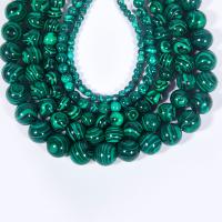 Malachit Perlen, rund, poliert, DIY, grün, verkauft per 38 cm Strang