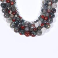 Afrikanischer Blutstein Perle, rund, poliert, DIY, gemischte Farben, verkauft per 38 cm Strang