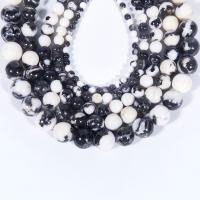 Zebra Jaspis Perle, rund, poliert, DIY, gemischte Farben, verkauft per 38 cm Strang