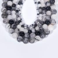 Natürlicher Quarz Perlen Schmuck, Rutilated Quarz, rund, poliert, DIY, gemischte Farben, verkauft per 38 cm Strang