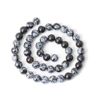 Pahuljica Obsidian perle, Krug, uglađen, možete DIY, miješana boja, Prodano Per 38 cm Strand