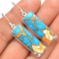 Turquoise Earring, Tibetan Style, with Lampwork, plated, fashion jewelry & for woman, Sold By Pair