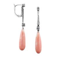Zinc Alloy Drop Earrings with Coral plated fashion jewelry & for woman & with rhinestone Sold By Pair