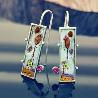 Zinc Alloy Drop Earrings plated Hand-Painted Enamel Glaze & fashion jewelry & for woman & with rhinestone Sold By Pair