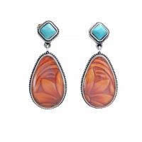 Turquoise Earring Zinc Alloy with turquoise & Resin plated fashion jewelry & for woman Sold By Pair